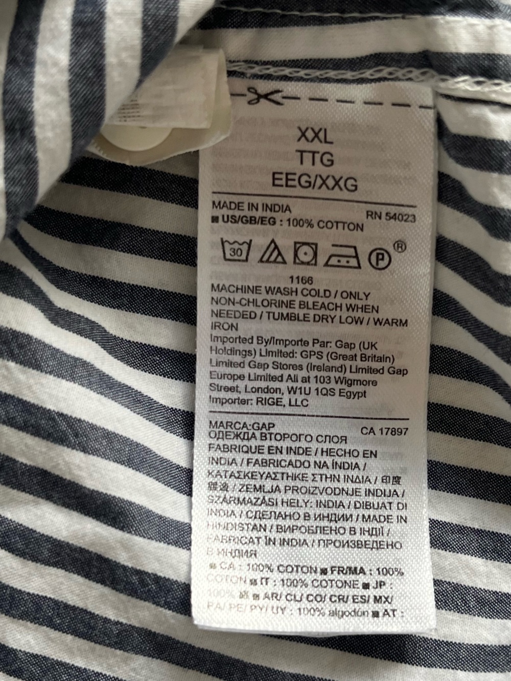 Gap Easy Shirt XXL Oversized Blue White Stripe Cotton Button Down Coastal Preppy - Picture 5 of 10